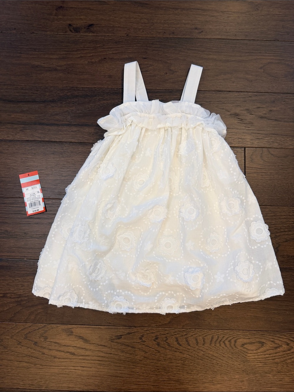 Cat & Jack Toddler Girls White Eyelet Ruffle Sundress 3T - C1-356
